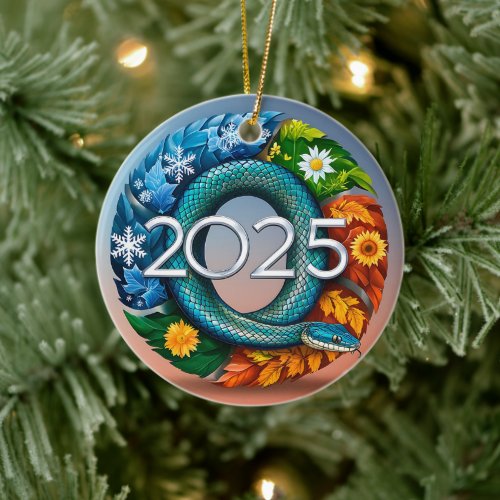 Happy New Year 2025 Snake Year Ceramic Ornament