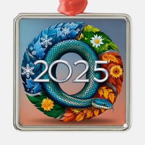 Happy New Year 2025 Snake Year Metal Ornament