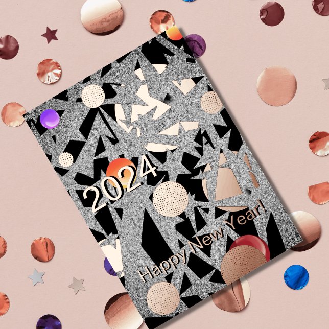 Happy New Year 2025 - stars and ornaments foiled Foil Invitation (Creator Uploaded)