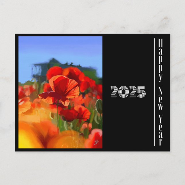 Happy New Year 2025 - the poppies house Postcard (Front)