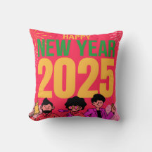 Happy New Year 2025 Throw Pillow