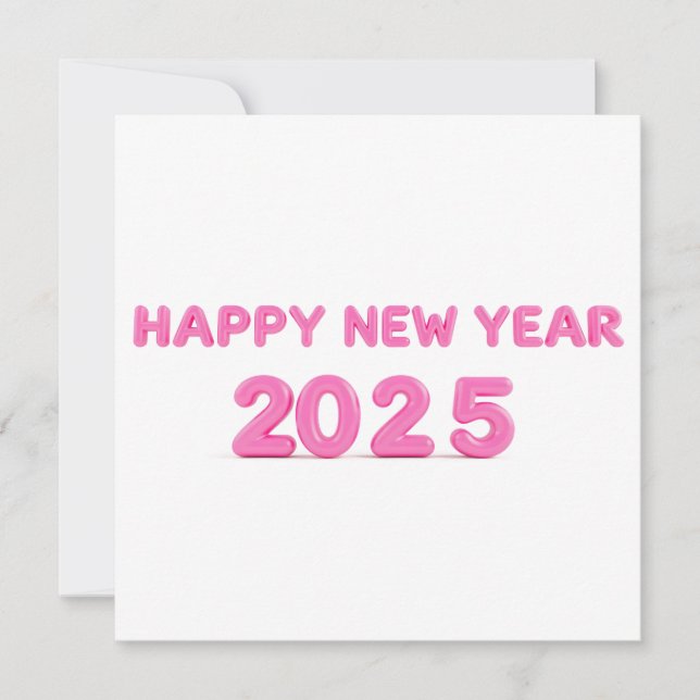 Happy New Year 2025 transparent background Holiday Card (Front)