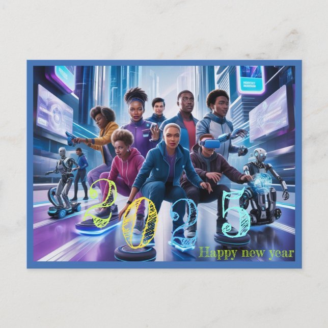 Happy New Year 2025  typography gift Holiday Postcard (Front)