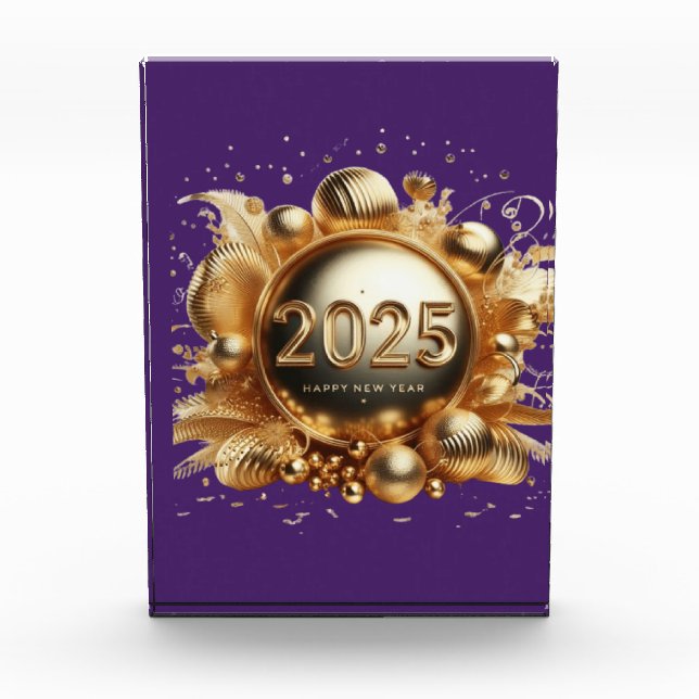 Happy New year 2025 vertical color Photo Block (Front)