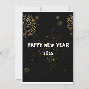 HAPPY NEW YEAR 2025 WISHES Golden fireworks Card