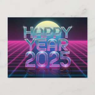 Happy New Year 2025 with Colorful text Holiday Postcard