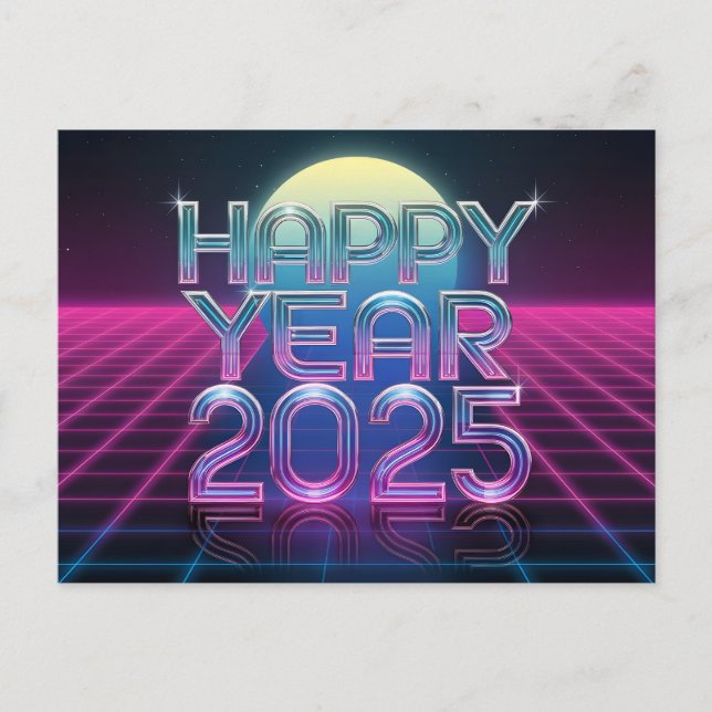 Happy New Year 2025 with Colorful text Holiday Postcard (Front)