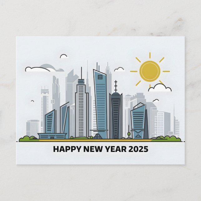 Happy New Year 2025 with Colorful text Holiday Postcard (Front)