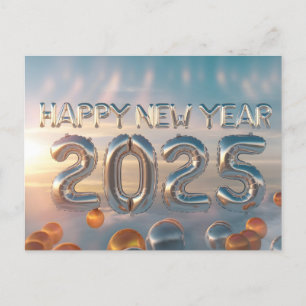 Happy New Year 2025 with Colorful text Holiday Postcard