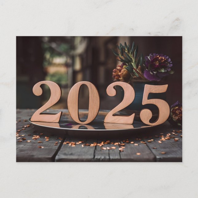 Happy New Year 2025 with Colorful text Holiday Postcard (Front)