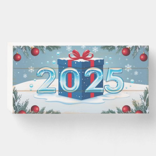 Happy New Year 2025 Wooden Box Sign