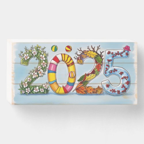 Happy New Year 2025 Wooden Box Sign