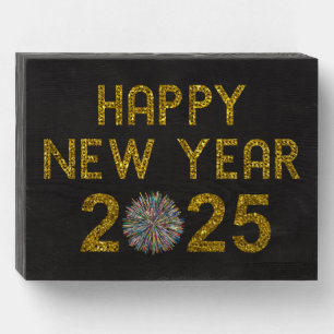 Happy New Year 2025 Wooden Box Sign