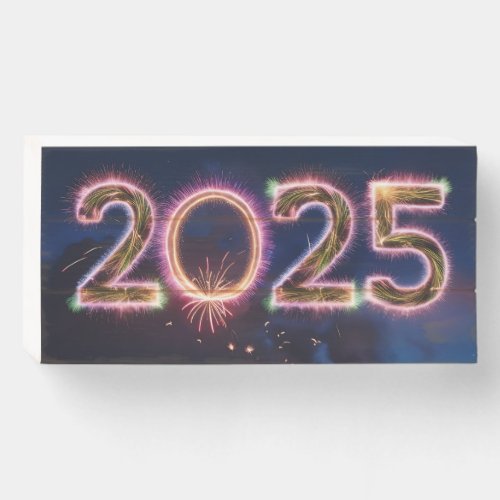 Happy New Year 2025 Wooden Box Sign