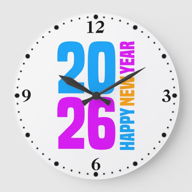 Happy New Year 2026-34568 Large Clock (Front)