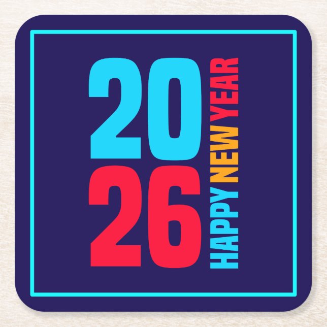 Happy New Year 2026-34568 Square Paper Coaster (Front)