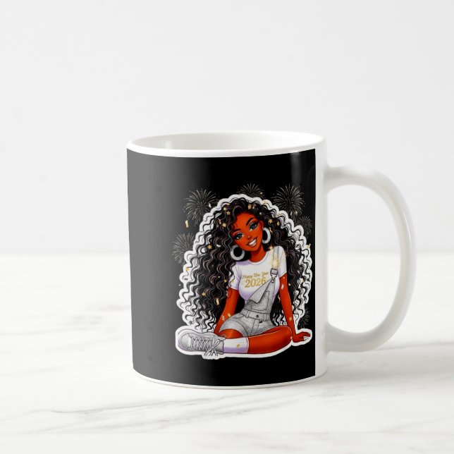 Happy New Year 2026 Black Girl Magic Melanin  Coffee Mug (Right)