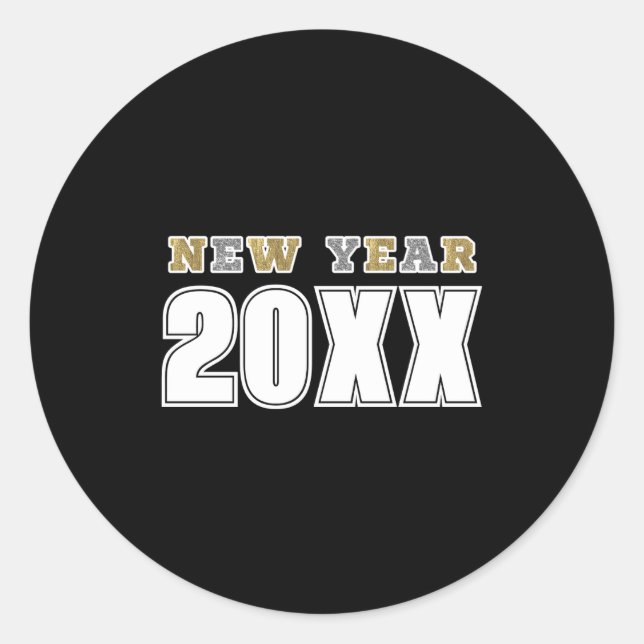 Happy New Year 2026 Black Silver Gold Glitter  Classic Round Sticker (Front)