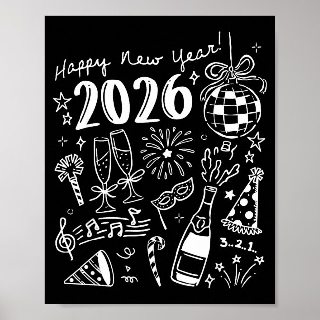 Happy New Year 2026 Bow Funny  Poster (Front)