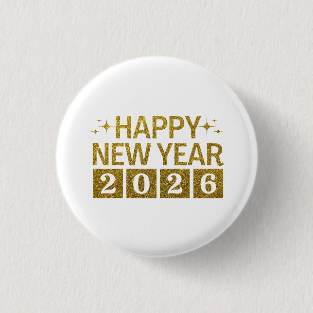 Happy New Year 2026 Button (Front)
