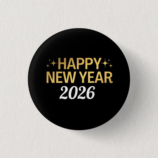 Happy New Year 2026 Button (Front)