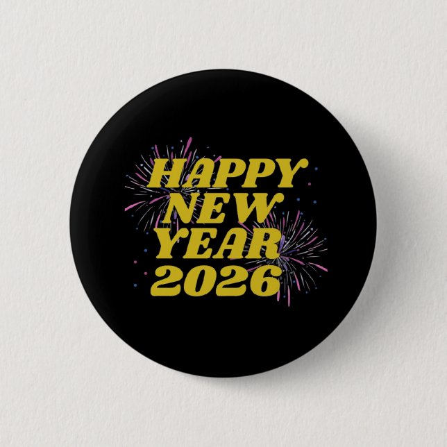 Happy New Year 2026 Button (Front)