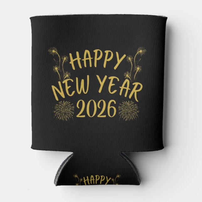 Happy New Year 2026 Can Cooler (Front)