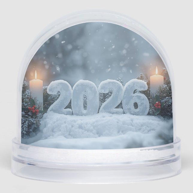 happy new year 2026 candle glow  snow globe (Front)