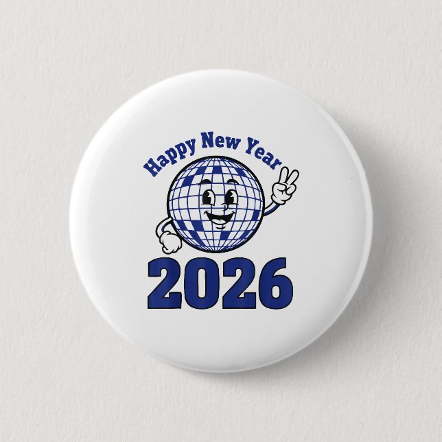 Happy New Year 2026 Celebration Design  Button (Front)