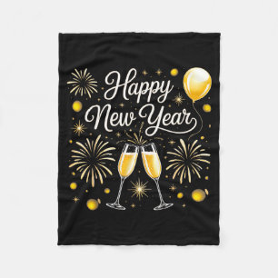 Happy New Year 2026 Celebration Design With Champa Fleece Blanket