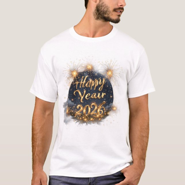 Happy New Year 2026 Celebration - Modern Gold  T-Shirt (Front)