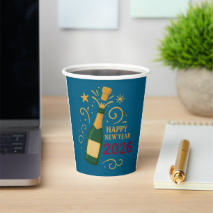 Happy New Year 2026 Champagne 8oz Paper Cup