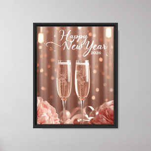 happy new year 2026 champagne glow canvas print
