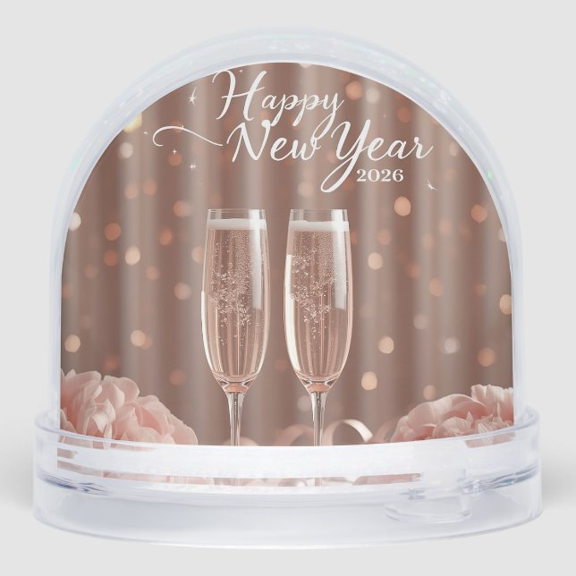 happy new year 2026 champagne lights snow globe (Back)