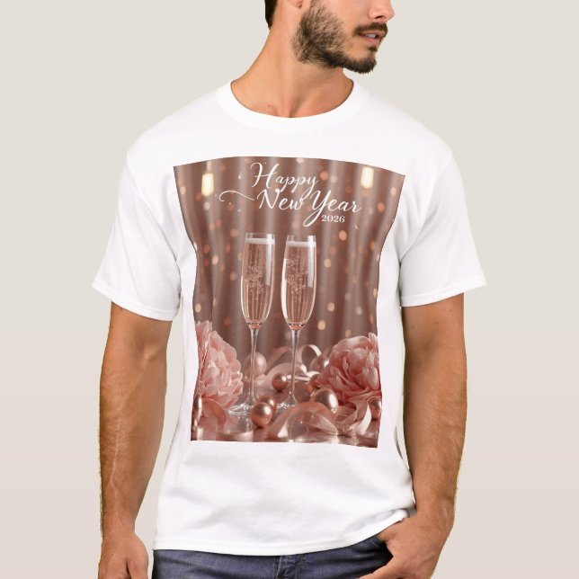 happy new year 2026 champagne lights tshirt (Front)