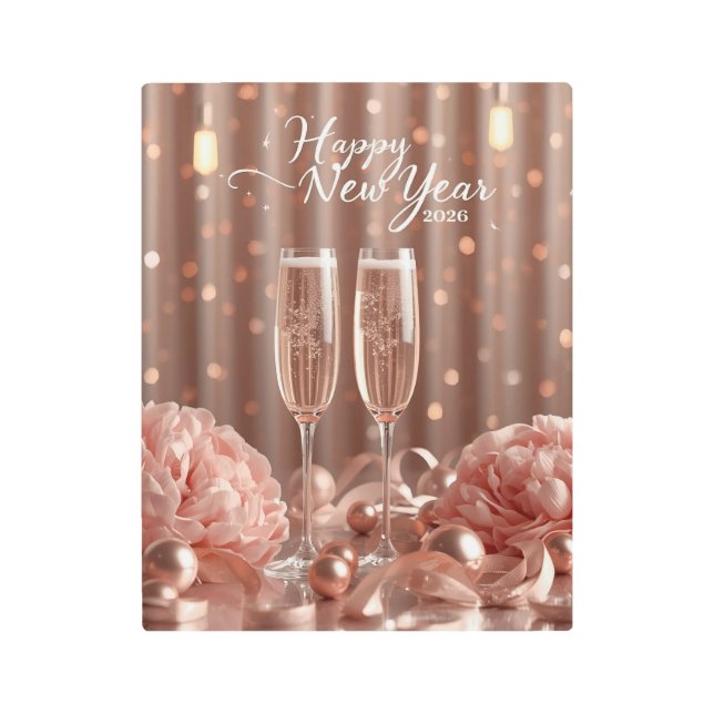 happy new year 2026 champagne luxury metal print (Front)