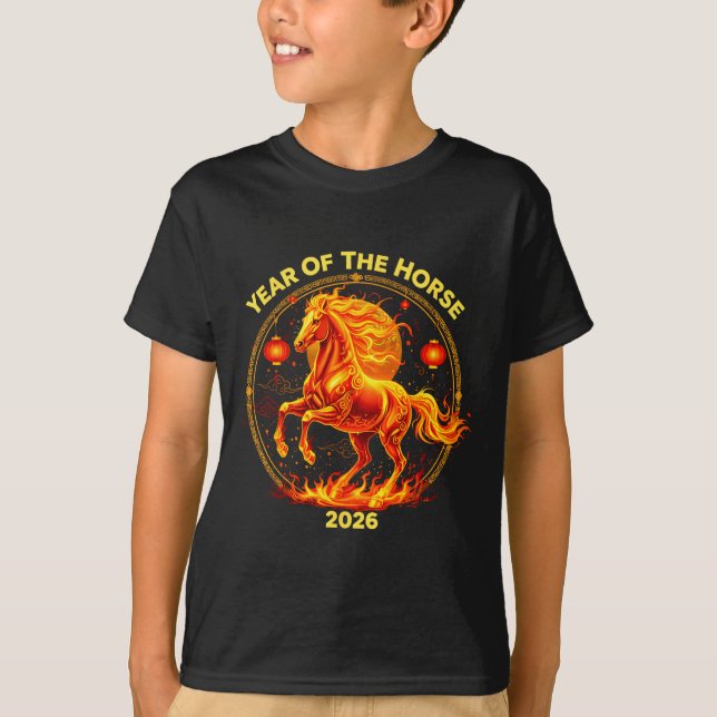 Happy New Year 2026 Chinese New Year Horse Zodiac  T-Shirt (Front)