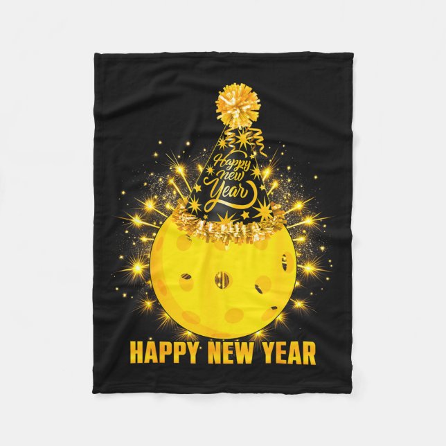 Happy New Year 2026 Ckleball Party Hat New Years E Fleece Blanket (Front)