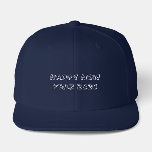 Happy New Year 2026 Classic Snapback-Cap Rich Navy Visor (Front)