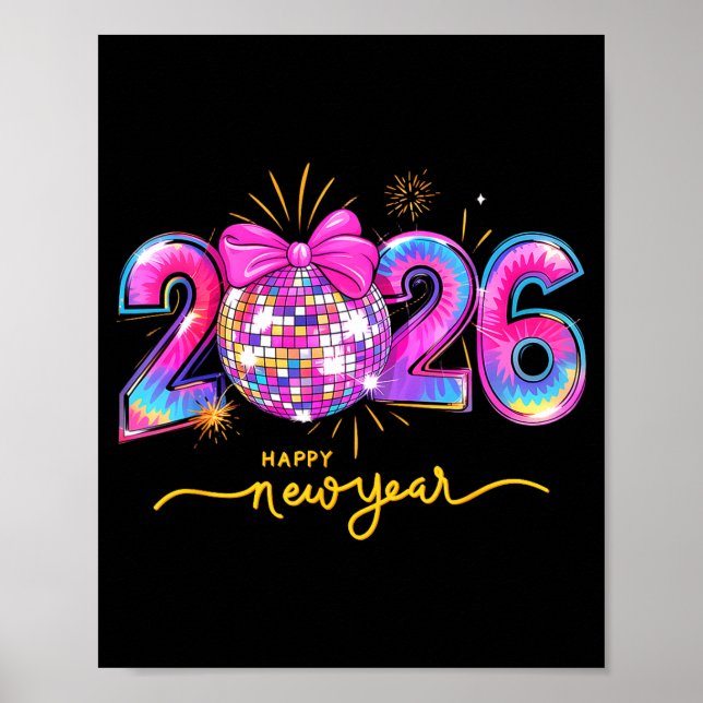 Happy New Year 2026 Colorful Family Matching Celeb Poster (Front)