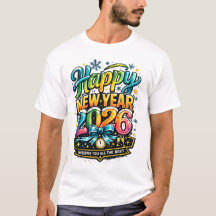 Happy New Year 2026 Colorful Retro Celebration Des