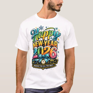 Happy New Year 2026 Colorful Retro Celebration Des T-Shirt
