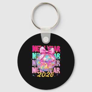 Happy New Year 2026 Coquette Bow &amp; Disco Ball  Keychain