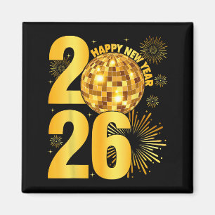 Happy New Year 2026 Coquette Bow Disco Ball New Ye Magnet