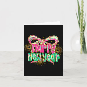 Happy New Year 2026 Coquette Bow Vintage Funny Gif Card