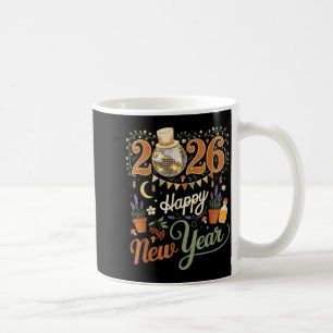 Happy New Year 2026 Cottagecore Disco Mushroom Nat Coffee Mug
