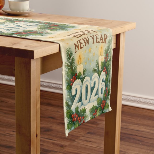 happy new year 2026 cozy table runner (In Situ)