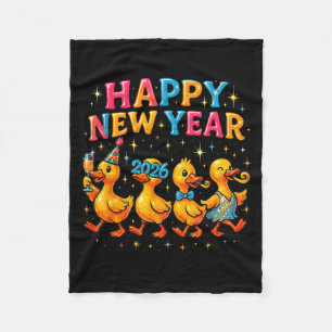 Happy New Year 2026 Cute Duck Party Gift  Fleece Blanket