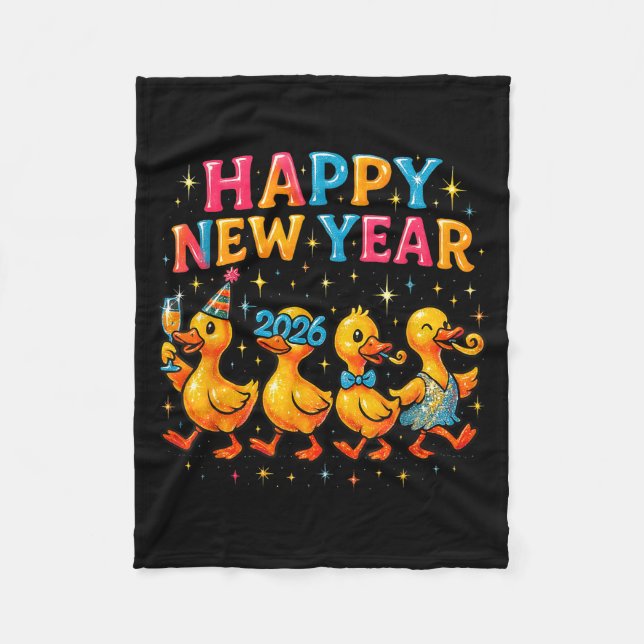 Happy New Year 2026 Cute Duck Party Gift  Fleece Blanket (Front)