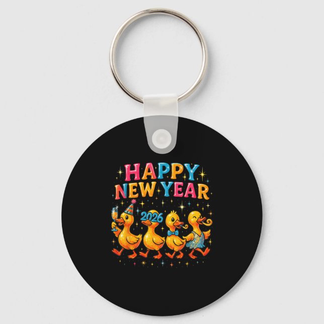 Happy New Year 2026 Cute Duck Party Gift  Keychain (Front)